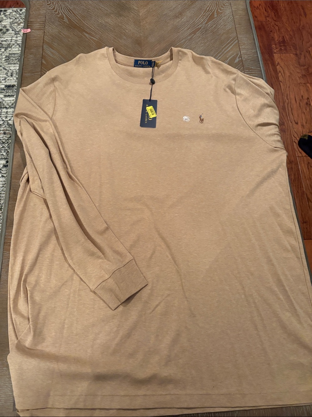 Polo by Ralph Lauren Long-Sleeve Crewneck Shirt in Beige/Tan/ Camel